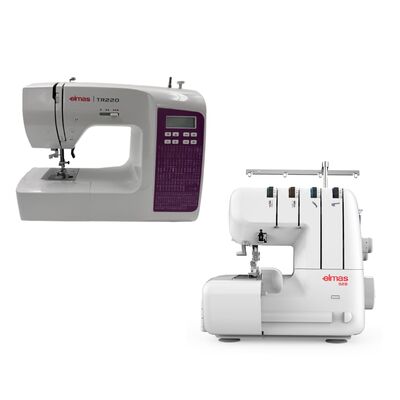 Elmas TR220 Elektronik Dikiş Makinesi (Mor) ve 328 Ev Tipi 4 İplik Overlok Makinesi