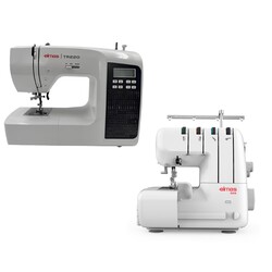 Elmas - Elmas TR220 Elektronik Dikiş Makinesi (Siyah) ve 328 Ev Tipi 4 İplik Overlok Makinesi