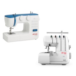 Elmas - Elmas TR360 (Mavi) Dikiş Makinesi ve 328 Ev Tipi 4 İplik Overlok Makinesi