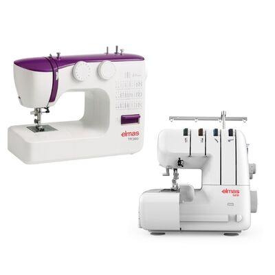 Elmas TR360 (Mor) Dikiş Makinesi ve 328 Ev Tipi 4 İplik Overlok Makinesi