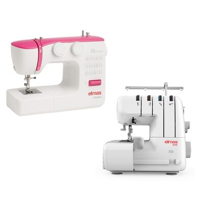 Elmas TR360 (Pembe) Dikiş Makinesi ve 328 Ev Tipi 4 İplik Overlok Makinesi