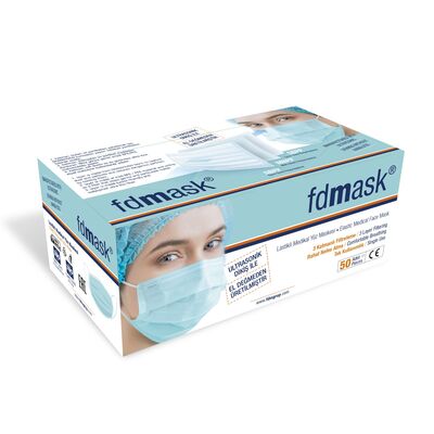 Fdmask Meltblown 3 Katlı Full Ultrasonik Sertifikalı Burun Telli Maske (Beyaz) (50 Adet) - 1