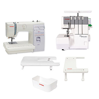 Janome 423S Dikiş Makinesi Mylock 454D Overlok Makinesi Çöp Kutusu ve Uzatma Tablaları Avantaj Paketi - 1