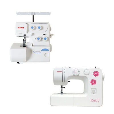 Janome 8002D Overlok Makinesi ve Flower 313 Dikiş Makinesi