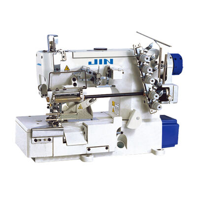 Jin F1F-E356-ND Direct Drive, Düz Yataklı,3 iğneli, Karyokalı, Giyotin Kesicili Sağdan Bıçaklı Dantel Lastik Reçme Makinası - 1