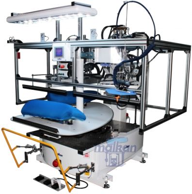 Malkan KAR1011S Karusel Sistem, Çift İstasyonlu, Sağ - Sol Bir Üniteli, 120 Derece, Ceket Göğüs Form Ütü Presi