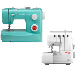 Singer - Singer Simple 3223G Dikiş Makinesi ve Elmas 328 Ev Tipi 4 İplik Overlok Makinesi Avantajlı Paket