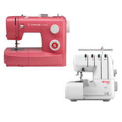 Singer - Singer Simple 3223R Dikiş Makinesi ve Elmas 328 Ev Tipi 4 İplik Overlok Makinesi Avantajlı Paket